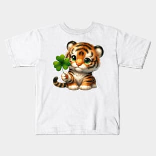 Clover Tiger St Patricks Day Kids T-Shirt